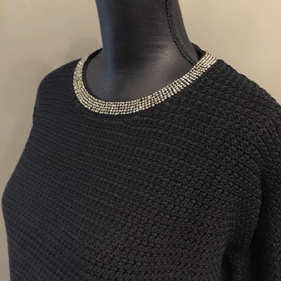 ❌SOLD❌New Maje Black Knit Sweater w/ Rhinestones Size 1 - Picture 3 of 4